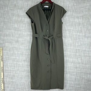 Calvin Klein  Womens Size 10 green button down dress 2157